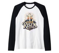 He is Risen Christian Easter Resurrection Faith Raglan Baseball Tee