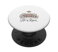 He Is Risen Christian Easter Tomb Cross Floral PopSockets Adhesive PopGrip