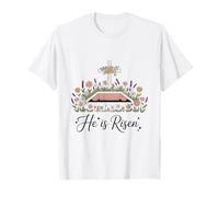 He is Risen Christian Easter Tomb Cross Floral T-Shirt