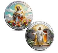 He Is Risen Commemorative Coin - Easter Celebration Christian Challenge Coin, Double-sided Religious Collectible Token, Luke 24:6 Faith Coin Gift for men and women (1PCS)