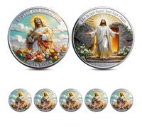 He Is Risen Commemorative Coin - Easter Celebration Christian Challenge Coin, Double-sided Religious Collectible Token, Luke 24:6 Faith Coin Gift for men and women (5PCS)