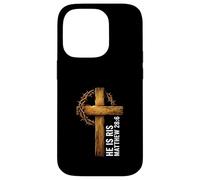 He Is Risen Cross Crown Thorns Matthew 28:6 Christian Faith Case for iPhone 14 Pro