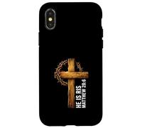 He Is Risen Cross Crown Thorns Matthew 28:6 Christian Faith Case for iPhone X/XS
