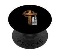 He Is Risen Cross Crown Thorns Matthew 28:6 Christian Faith PopSockets Adhesive PopGrip