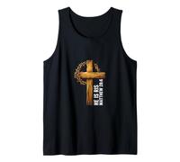 He is Risen Cross Crown Thorns Matthew 28:6 Christian Faith Tank Top