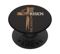 He is Risen Cross Jesus Christian Easter Passover Matthew 28 PopSockets Adhesive PopGrip
