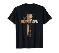 He is Risen Cross Jesus Christian Easter Passover Matthew 28 T-Shirt