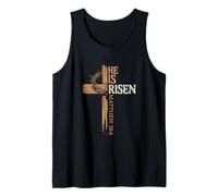 He is Risen Cross Jesus Christian Easter Passover Matthew 28 Tank Top