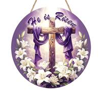 He is Risen Cross Sun Catcher, He is Risen Easter Decor, Spring Flower Suncatchers for Windows, Acrylic Hanging Ornament, Easter Decorations for Home, Outdoor & Farmhouse