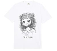 He is Risen Cute Jesus Christian Easter Hand Drawn Doodle Comfort Colors Adult Heavyweight T-Shirt