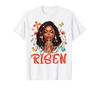 He is Risen Easter Day Praying Afro Women Girls Christians T-Shirt