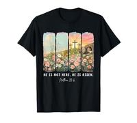 He is Risen Floral Easter Sunday Cross Empty Tomb Religious T-Shirt