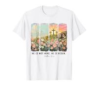 He is Risen Floral Easter Sunday Cross Empty Tomb Religious T-Shirt