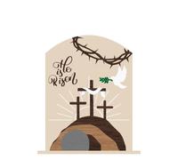 He is Risen Gifts for Christian, Easter Decor Resurrection Scene Empty Tomb, Christian Table Decorations Indoor, Catholic Cross Jesus Religious Easter Gifts Decor for Tiered Tray, Home, Office