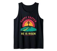 He is Risen Happy Easter Cross in the Sunset Tank Top