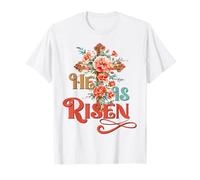 He is Risen Happy Easter Day Christ Cross Flowers Christians T-Shirt