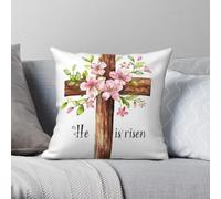 He Is Risen Happy Easter Square Pillowcase Polyester Linen Velvet Pattern Zip Decor Bed Cushion Case