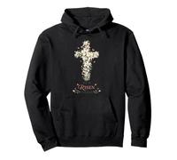 He Is Risen Indeed Floral Cross Christian Easter Pullover Hoodie