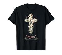 He is Risen Indeed Floral Cross Christian Easter T-Shirt