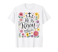 He Is Risen Jesus Christian Easter Flower Floral Women Girl T-Shirt