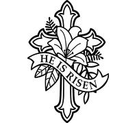 He is Risen Jesus Cross Easter Vinyl Decal Sticker for Car/Window/Wall/Laptop (White Matt)