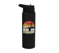 He is Risen Jesus Happy Easter Christian Faith Stainless Steel Insulated Water Bottle