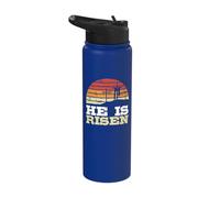 He is Risen Jesus Happy Easter Christian Faith Stainless Steel Insulated Water Bottle