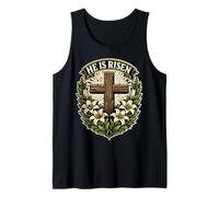 He is Risen Jesus Vintage Graphic Christian Neo Trad Style Tank Top