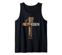 He is Risen Just as He Said Cross Christian Easter Matthew Tank Top