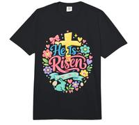 He is Risen Kids Easter Egg Bunny Flowers Christian Easter Comfort Colors Adult Heavyweight T-Shirt