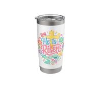 He is Risen Kids Easter Egg Bunny Flowers Christian Easter Stainless Steel Insulated Tumbler