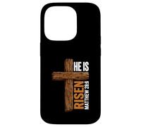 He Is Risen Matthew 28:6 Christian Easter Cross Faith Case for iPhone 14 Pro