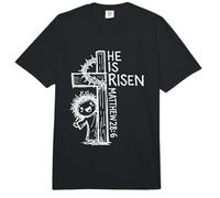 He is Risen Matthew 28 6 Cute Jesus Easter Hand Drawn Doodle Comfort Colors Adult Heavyweight T-Shirt