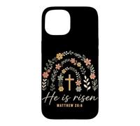 He Is Risen Matthew 28:6 Easter Christian Cross Religious Case for iPhone 15