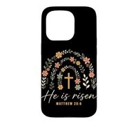 He Is Risen Matthew 28:6 Easter Christian Cross Religious Case for iPhone 15 Pro