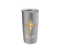 He is Risen Matthew 28:6 Easter Christian Cross Religious Stainless Steel Insulated Tumbler
