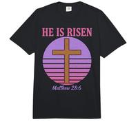 He is Risen Matthew 28:6 Easter Christian Cross Retro Comfort Colors Adult Heavyweight T-Shirt