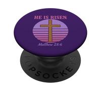 He Is Risen Matthew 28:6 Easter Christian Cross Retro PopSockets Adhesive PopGrip