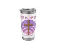 He is Risen Matthew 28:6 Easter Christian Cross Retro Stainless Steel Insulated Tumbler