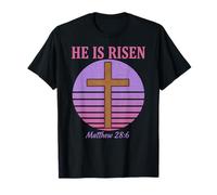 He is Risen Matthew 28:6 Easter Christian Cross Retro T-Shirt