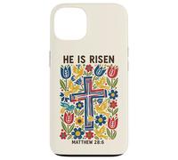 He Is Risen Matthew 28:6 Easter Cross Floral Case for iPhone 13