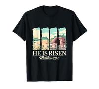 He is Risen Matthew 28 6 Easter Resurrection Scene T-Shirt