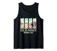 He is Risen Matthew 28 6 Easter Resurrection Scene Tank Top