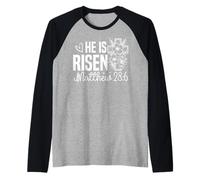 He is Risen Matthew 28:6 Floral Modern Spiritual Message Raglan Baseball Tee