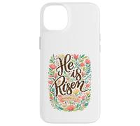 He Is Risen Matthew 28:6 Leopard Pattern Floral Easter Jesus Case for iPhone 14 Plus