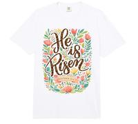 He is Risen Matthew 28:6 Leopard Pattern Floral Easter Jesus Comfort Colors Adult Heavyweight T-Shirt