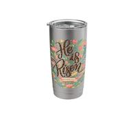 He is Risen Matthew 28:6 Leopard Pattern Floral Easter Jesus Stainless Steel Insulated Tumbler