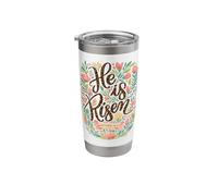 He is Risen Matthew 28:6 Leopard Pattern Floral Easter Jesus Stainless Steel Insulated Tumbler