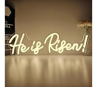 He Is Risen Neon Sign for Wall Decor Easter Led Sign Easter Decorations Dimmable Jesus Neon Light Up Signs for Christian Religious Church Window Party Bedroom Home Bar
