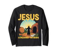 He is Risen Open Tomb Resurrection Jesus Conqured The Grave Long Sleeve T-Shirt